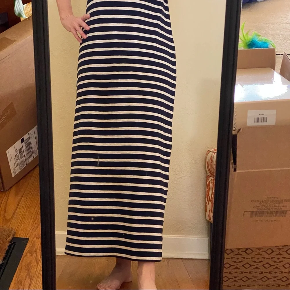 Navy & cream stripe Ann Taylor LOFT maxi dress, size M - Picture 4 of 6